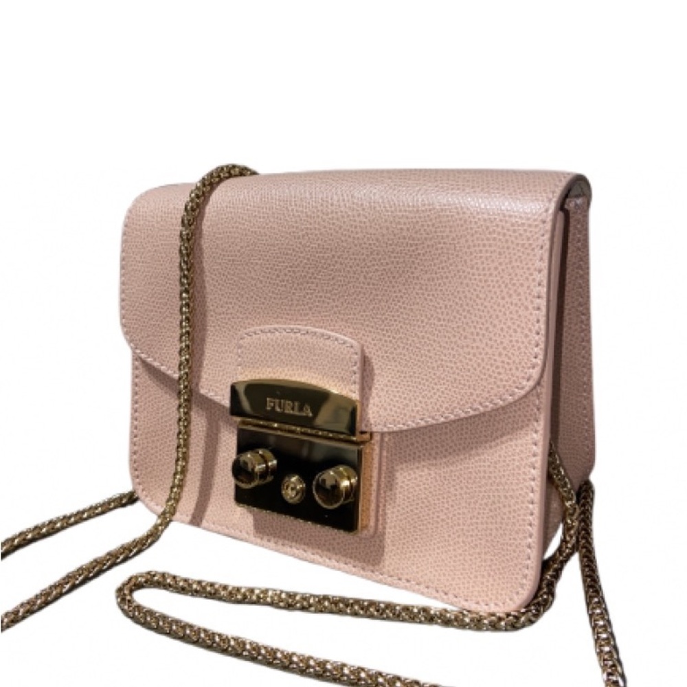 Furla Blush Crossbody Bag with Gold Accents (scratches inside the hardware)